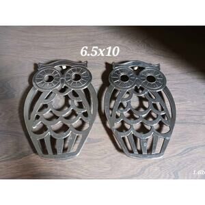 set of 2 Vintage Leonard silverplate owl trivets